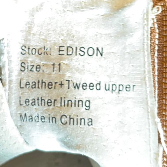 Men's Sz 11 GIOVANNI Edison Light Cognac Brown Leather Tweed Button Spat Boots - Picture 13 of 13